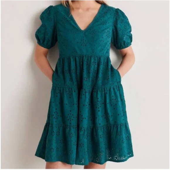 Boden Teal Eyelet Dress - Picture 1 of 9
